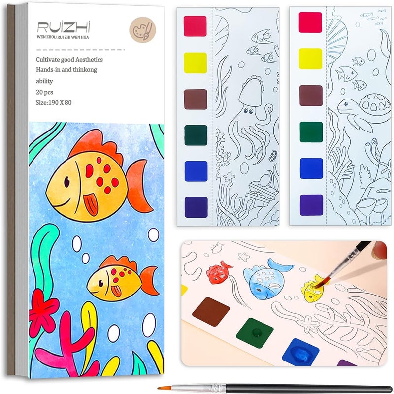 JUNQIU US JUNQIU Watercolor Coloring Books for Kids Ages 4-8, Pocket Watercolor Painting Book for Toddlers, Easter Basket Stuffers For Girls Boys, Stocking Stuffers For Kids - Image 1